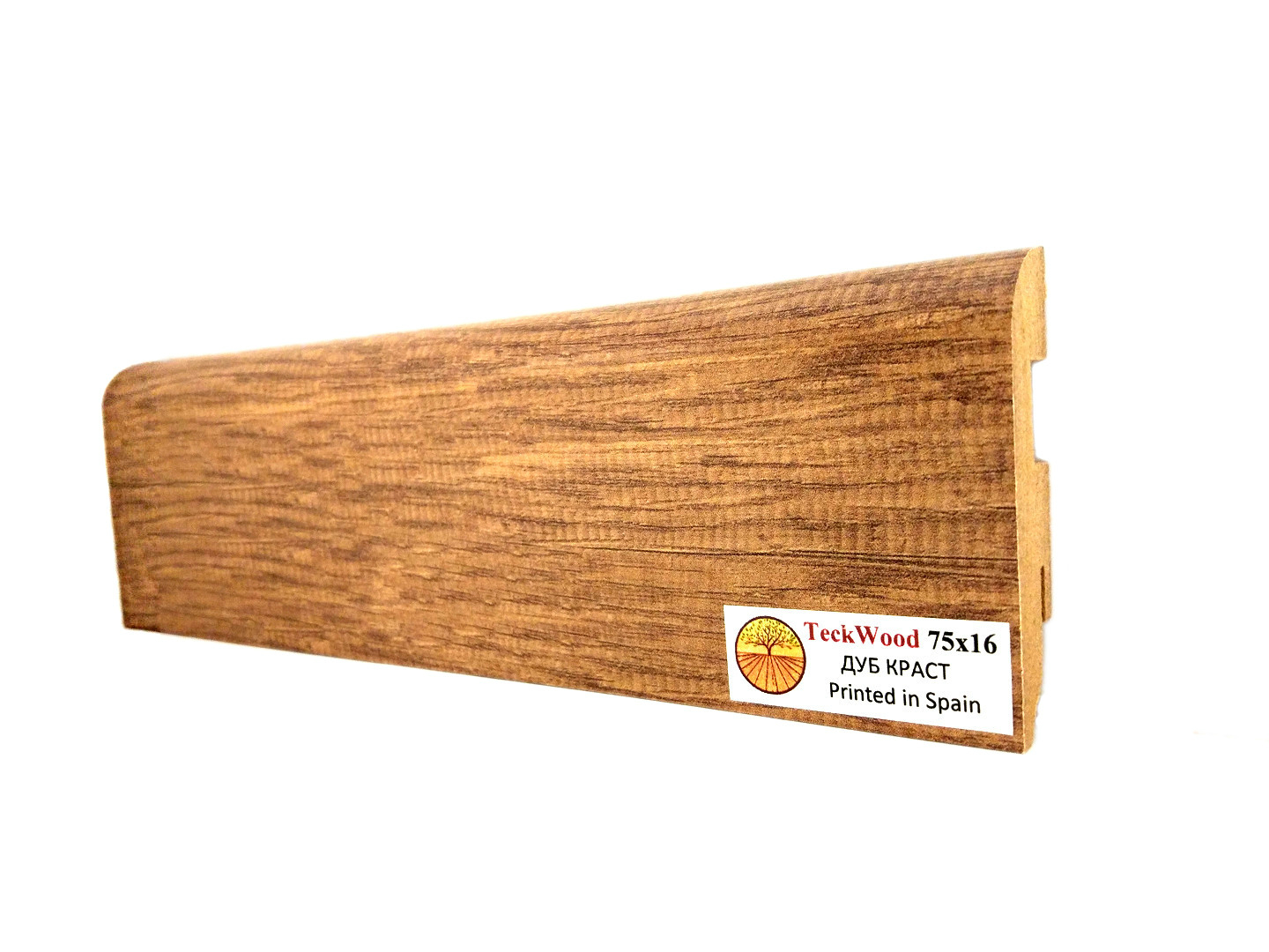 Плинтус МДФ ламинированный TeckWood Дуб Краст 2150×75×16